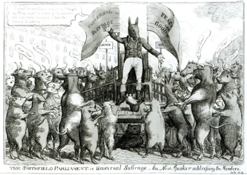 Das Smithfield-Parlament: Allgemeines Wahlrecht, veröffentlicht von Thomas Tegg, Juli 1819